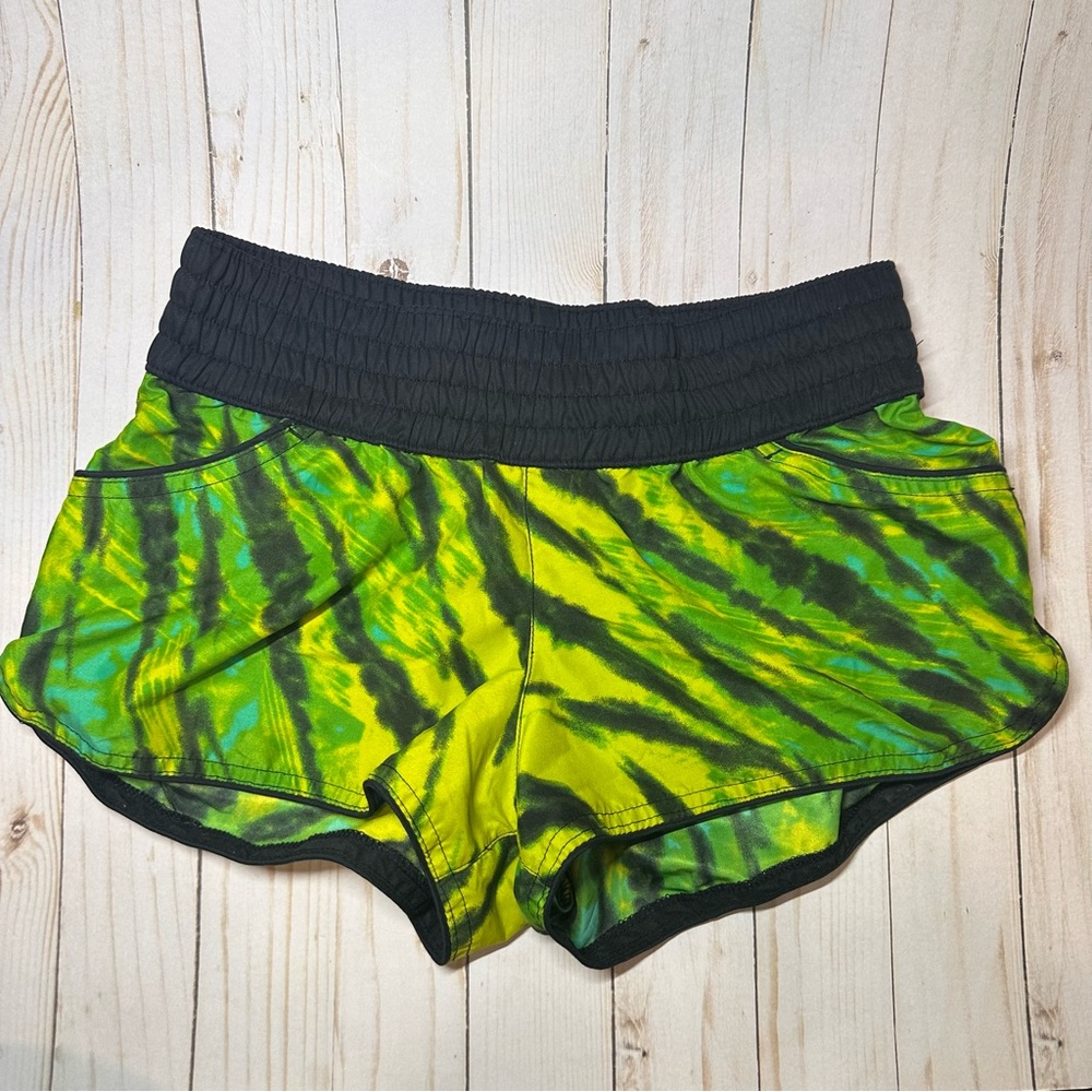 Xhilaration Black and Green Tie-Dye Athletic Shorts